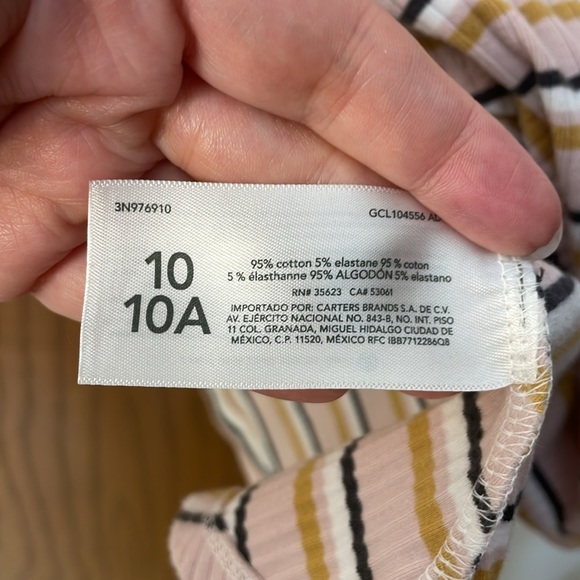 OSHKOSH UEC Girls Size 10 Ribbed Striped Pink Cream Sweater Dress Faux Buttons - Picture 10 of 13